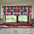 thumbnail image 3 of Yayeee Kitchen Curtains Tier Set of 2 Light Filtering 57"x36" Over Sink Window Panels, Pink Geometric, 3 of 7