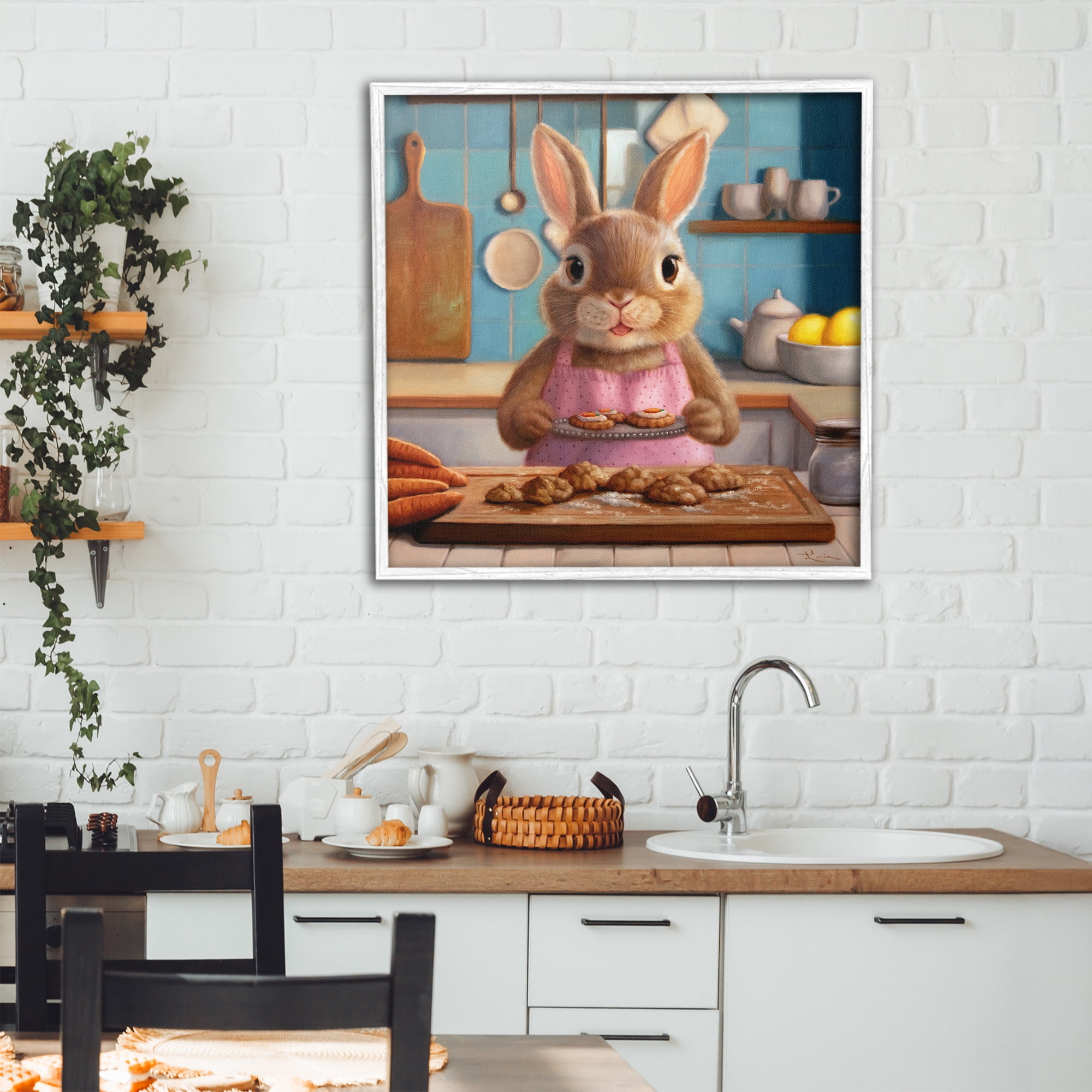 Stupell Industries Mrs. Bunny Bakewell White Framed Giclee Art, design by Lucia Heffernan