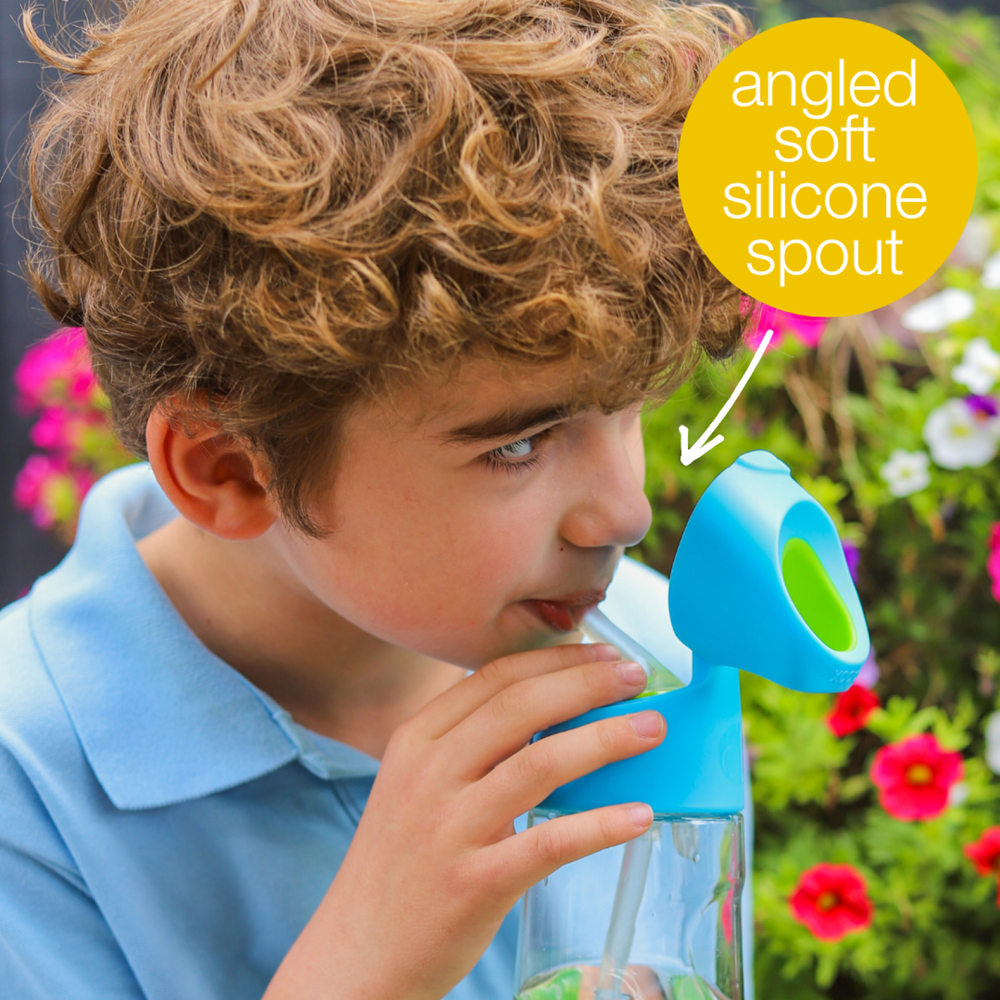 b.box 20oz Tritan™ Drink Bottle - Flip Top Straw Water Bottle for Kids (Blue Slate)