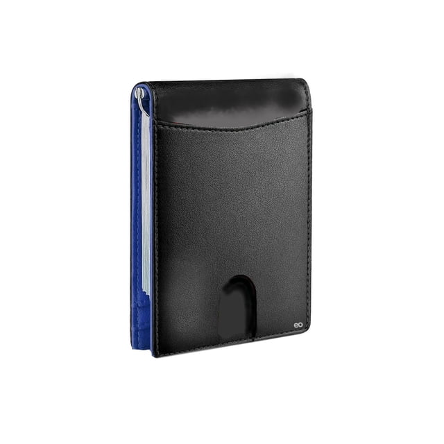 Cartera Minimalista Hombre Rfid Bloqueo Con Clip De Billetes Azul