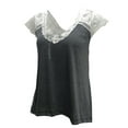 thumbnail image 4 of Blotona Women's Crochet Lace Tops Basic Short Sleeve V Neck Loose Fitting Summer T-Shirts, 4 of 6