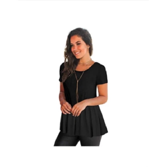 Girls Women's Top Short Sleeve Dress Ruffle Hem