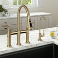 thumbnail image 3 of KRAUS Allyn Transitional Bridge Kitchen Faucet and Water Filter Faucet Combo in Brushed Gold, 3 of 11