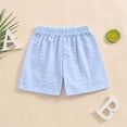 thumbnail image 2 of NIEWTR Toddler Boy Cotton Shorts Soft Comfortable Shorts with Elastic Waist for Fall Casual Wear(Sky Blue,12-18 Months), 2 of 9