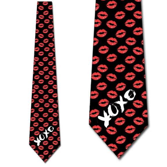 Valentines Ties Mens Lips Necktie XOXO Tie  by Three Rooker