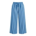 thumbnail image 5 of CQONEPT Oversize Wide Leg Pant for Womens Elastic Waist Drawstring Pants Casual Loose Fit Trousers with Pocket Blue XL, 5 of 7