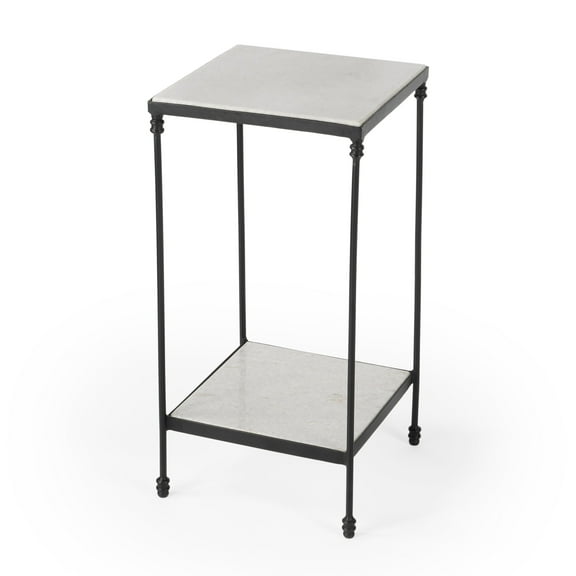 Butler Specialty Company Larkin Outdoor Marble & Iron Side Table In Black