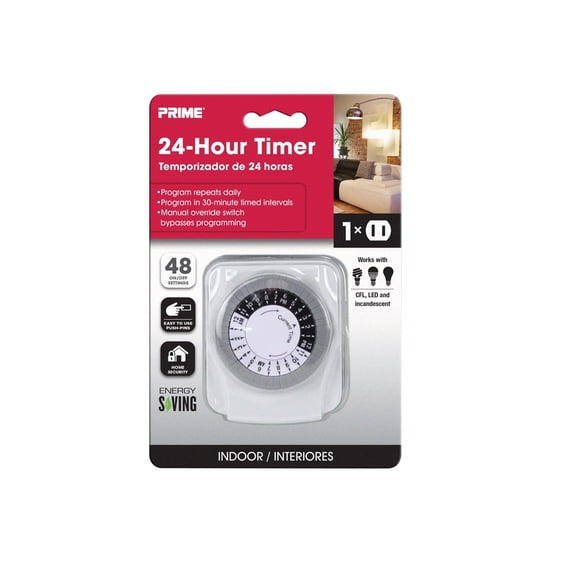 Prime 1-Outlet Indoor 24 Hr. Electromechanical Timer TNI2412