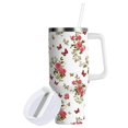 thumbnail image 2 of 40 oz Tumbler With Handle Stainless Steel Insulated Tumbler With Lid for Car Cup Holder Small Butterfly and Rose Pattern, 2 of 9