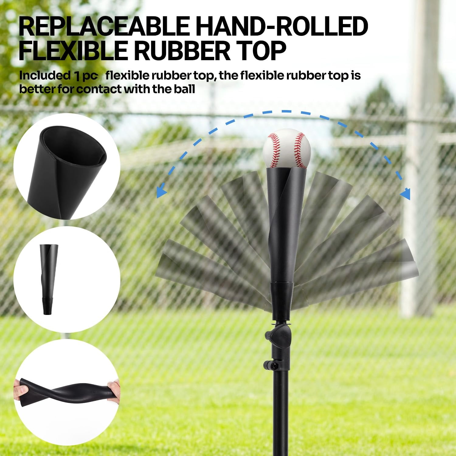 FITPLAY Baseball Batting Tee, 27" to 43" Adjustable Height with Tripod Stand Base, Black