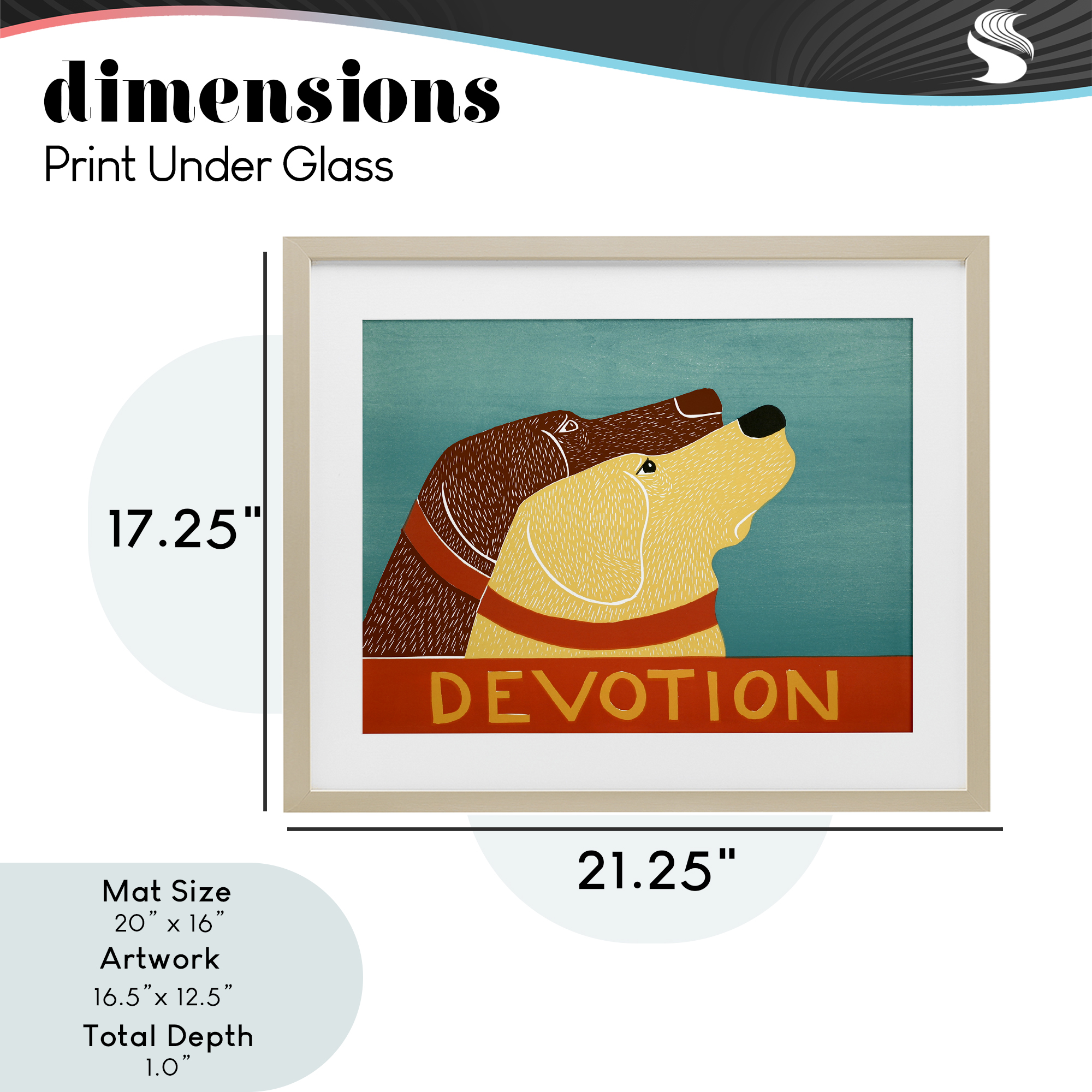 Devotion Dog Duo Birch Framed Print Under Glass, design by Stephen Huneck
