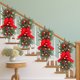 thumbnail image 5 of Decoración de escalera de Navidad Artificial con piñas y campanas de lazo corona de decoración de Navidad para decoración de puerta de entrada de escalera JShteea El nuevo, 5 of 9