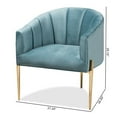 thumbnail image 6 of Bowery Hill Modern Light Blue Velvet Gold Finished Accent Chair, 6 of 9