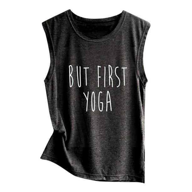 Gibobby Cómodo estampado casual mujer sin mangas top top camisa suelta blusa de mujer(Negro,CH)