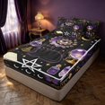 thumbnail image 3 of Homewish Hippie Witch Zipper Twin Comforter Sets with Fitted Sheet and 2 Pillowcases for Girls, Halloween Divination Zipper Bedding Set, Purple Black Gold, Colorful Stars Reversible, 3 of 7