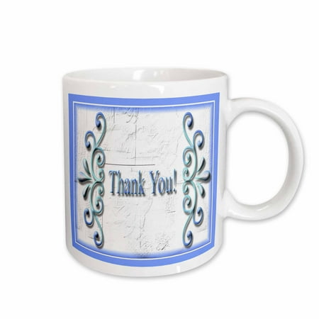 

3dRose Thank you Blue Design Ceramic Mug 15-ounce