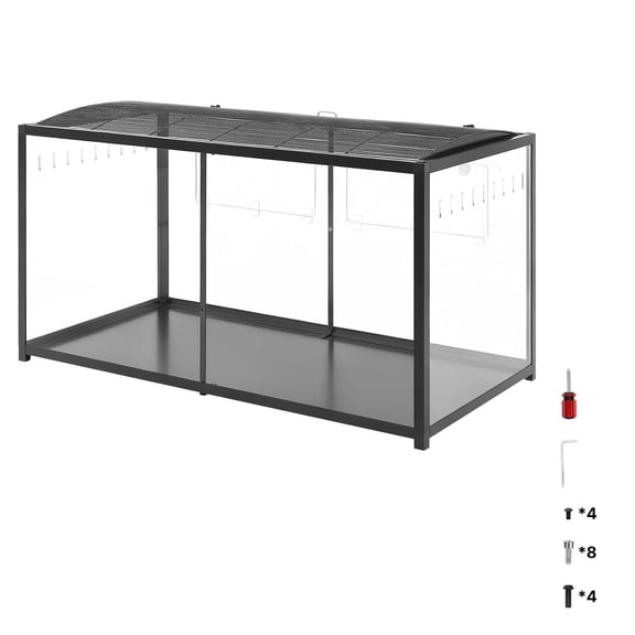 KFFKFF Hamster Cage 47.2"x23.6"x25.4" with Clear Panels, Metal Habitat for Small Animals, Spacious Pet Enclosure with Top and Front Access, Portable Home for Guinea Pigs and Gerbils (7.7 ft², Black)