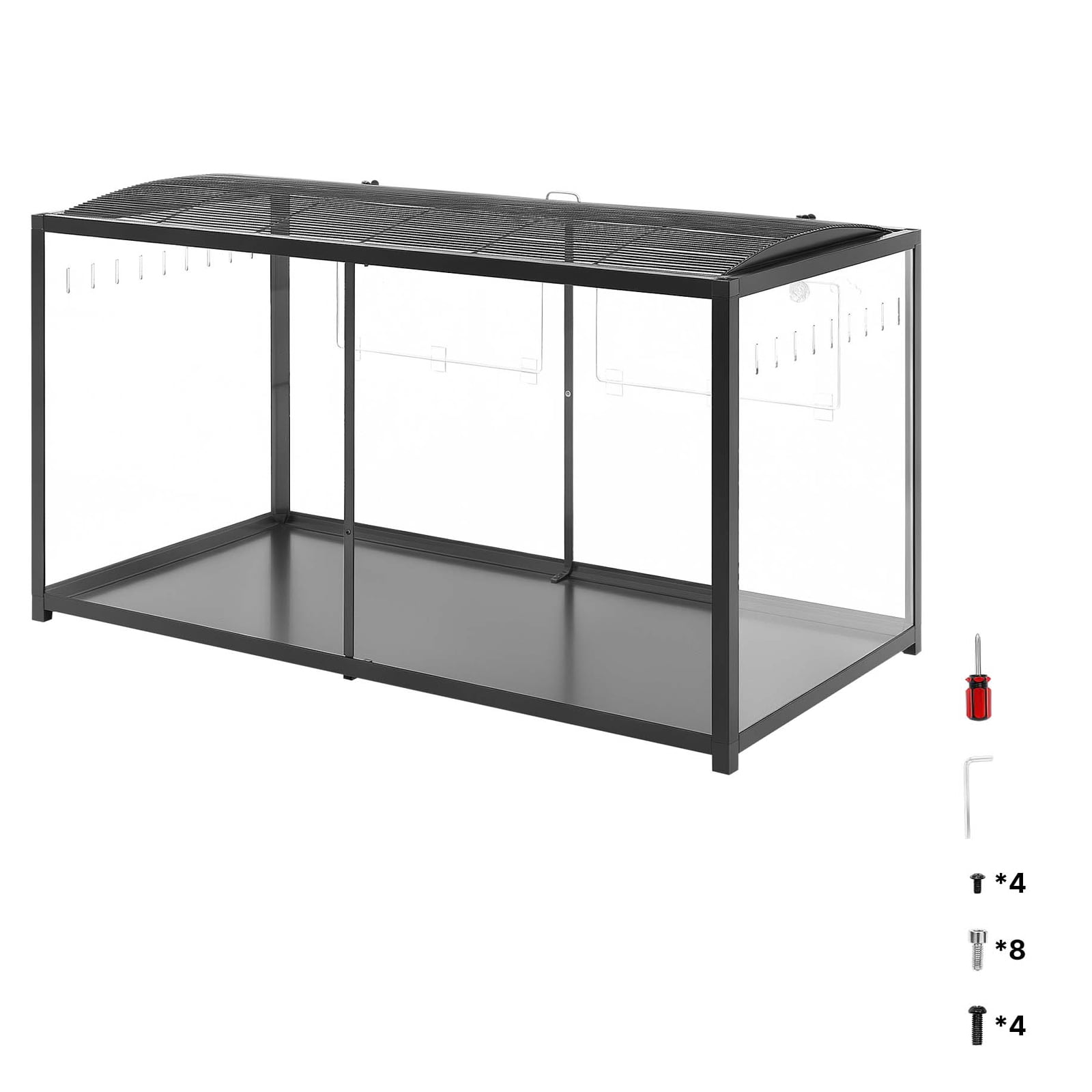 KFFKFF Hamster Cage 47.2"x23.6"x25.4" with Clear Panels, Metal Habitat for Small Animals, Spacious Pet Enclosure with Top and Front Access, Portable Home for Guinea Pigs and Gerbils (7.7 ft², Black)