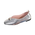 thumbnail image 3 of IEMIEMIEM Women's Metal Buckle Mary Jane Shoes Soft Leather Comfortable Ballet Flats Shoes Square Toe Casual Fashion Versatile Daily Wear Silver 6.5 Wide, 3 of 10