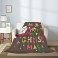thumbnail image 5 of Throw Blanket for Couch Sofa and Bed, Ho Ho Ho Merry Christmas Super Soft Plush Throw Blanket, Fuzzy Cuteness Comfy Warm Washable Flannel Blanket & Throws for All Season 40"x30", 5 of 7