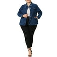 thumbnail image 2 of Agnes Orinda Women's Plus Size Washed Jean Jacket Button Down Chest Pocket Short Denim Jacket 2X Mid Blue, 2 of 5