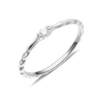 UIONEN Thin Ring Women Brilliant CZ Sterling Silver 925 Wedding Engagement Ring Sizes 4