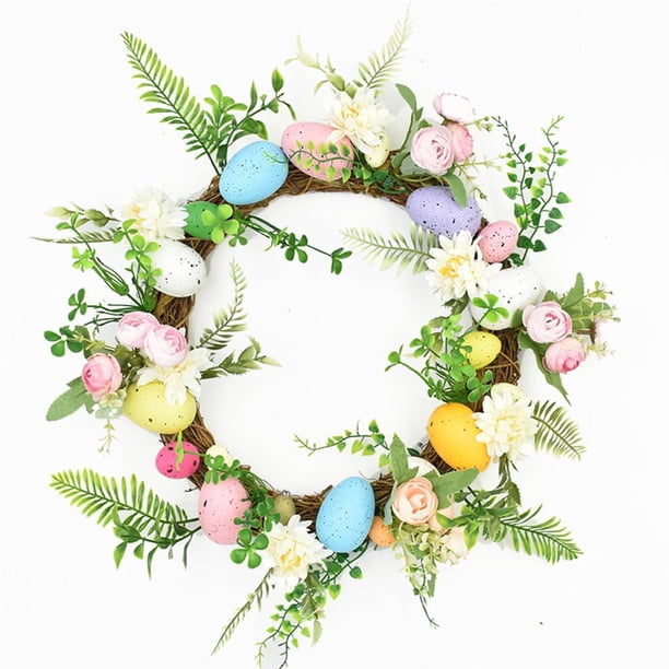 Billuyoard Guirnalda de huevos de Pascua de hadas Anillo de flores de de ratán festivo para la boda de Halloween de Acción de Gracias Kits de decoración para fiestas Billuyoard HA015491-00