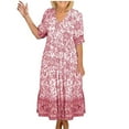 thumbnail image 2 of LOVZFMLL Robe Cheville à Col en V pour Femme, Mode Décontractée Printemps Été, Manches Courtes, Imprimé Floral, Rose G, 2 of 6