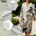 thumbnail image 5 of DISNIMO Tiger Tree Print Women Casual Maxi Dresses V Neck Loose Dress Lightweight 3/4 Sleeve Shift Dress Fashion Fall Dresses for Women, S, 5 of 6