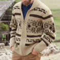 thumbnail image 1 of Cárdigan de color caqui con cremallera para hombre, jersey de punto jacquard, ropa de abrigo para otoño/invierno, 1 of 4