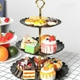 thumbnail image 5 of Bandeja de soporte para cupcakes de 3 niveles, altura de 13,8 pulgadas, soporte de exhibición ligero para torre de postre, ahorro de espacio, para fiesta, Festival, negro, 5 of 5