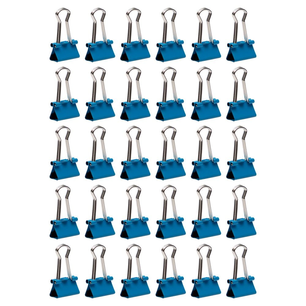 JAM Paper Colorful Binder Clips, Extra Small, 3/5 inch (15 mm), Blue, 30/Pack