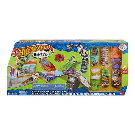 Hot Wheels Skate Aquarium & Arcade Skatepark Bundle Playset
