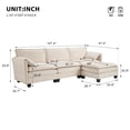 thumbnail image 3 of 107-inch L-shaped sofa with cotton-linen velvet texture, corner sofa with storage function on the side, suitable for living room, and spacious space,3 seats can be extended, 3 of 10