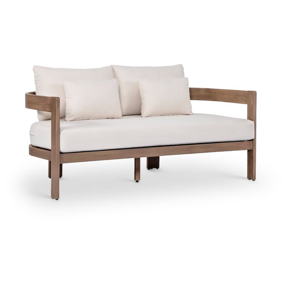 Meridina Furniture Newport 65" Cream Water Resistant Fabric Upholstered Outdoor Patio Loveseat