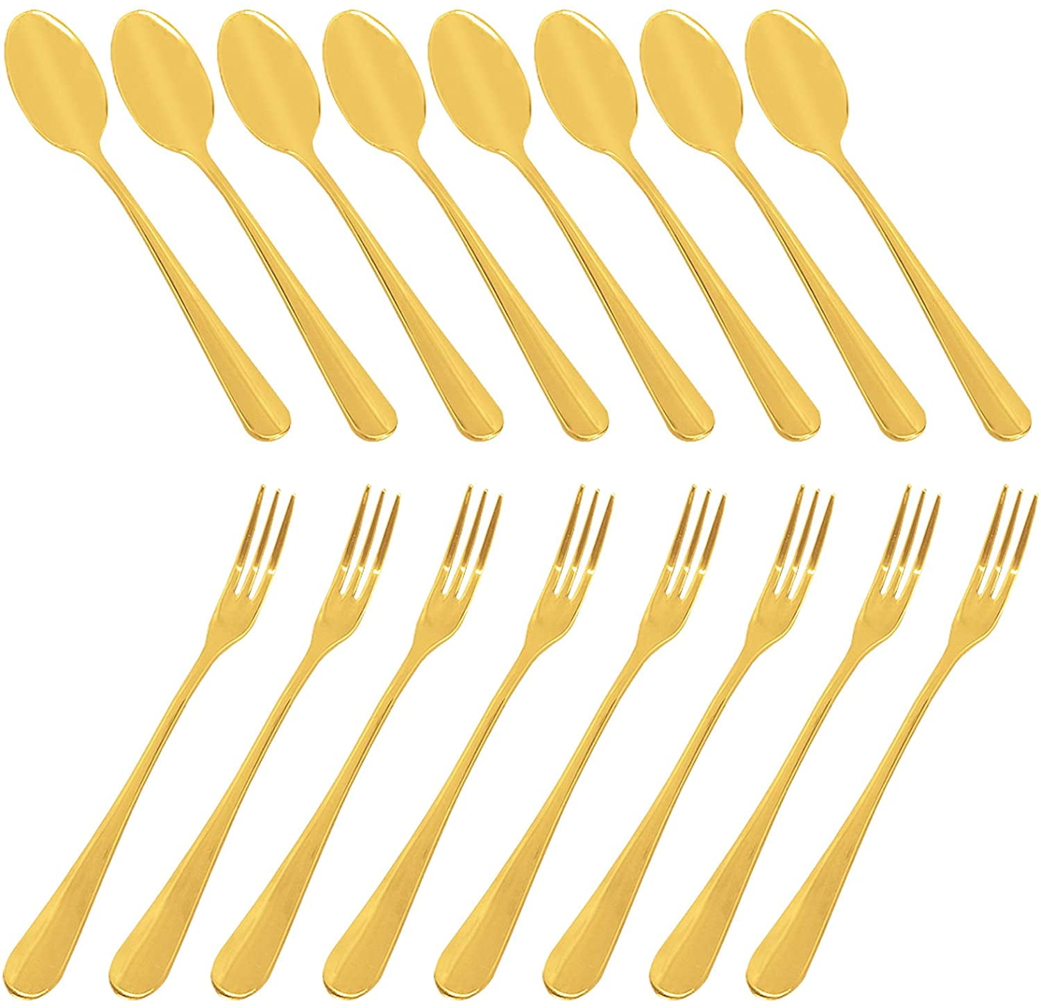 Set of 16 Gold Demitasse Espresso Spoon (4 inch) and Stainless Steel