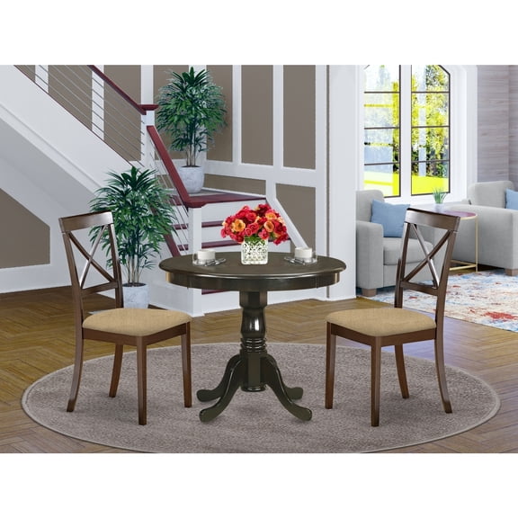 Round Kitchen Dining Set - 3 Piece Table & Chair Set - Small Space Dining Room Furniture