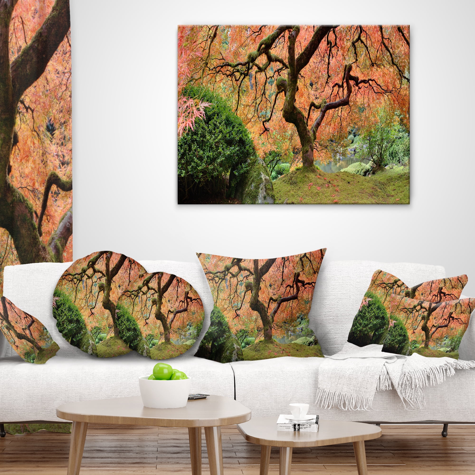 Designart Old Japanese Maple Tree - Landscape Photography Throw Pillow - 12x20