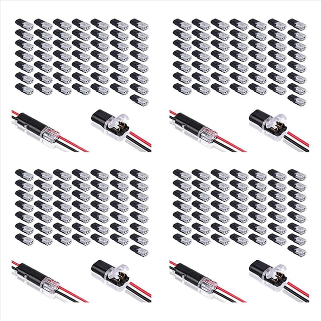 Conector Enchufable de Doble Cable de 200 Piezas Con Hebilla de Bloqueo, Conectores Enchufables Terminal de Cable Compacto Universal de 2 Pines Y 2 Vías