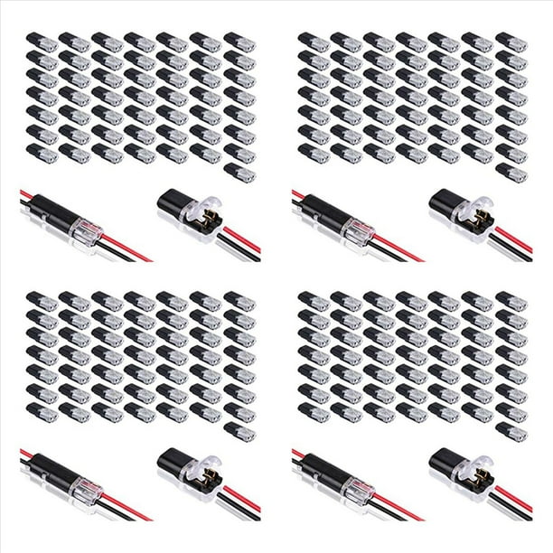Conector Enchufable de Doble Cable de 200 Piezas Con Hebilla de Bloqueo, Conectores Enchufables Terminal de Cable Compacto Universal de 2 Pines Y 2 Vías