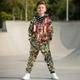 thumbnail image 2 of Uorisanigo 2Pcs Set Long Sleeve Pullover Hoodie and Jogger Sweatpants Casual Boys Girls Kids Youth Camo American Flag Deer Hunter Activewear Set Fall Winter Outfits Clothes, 2 of 7