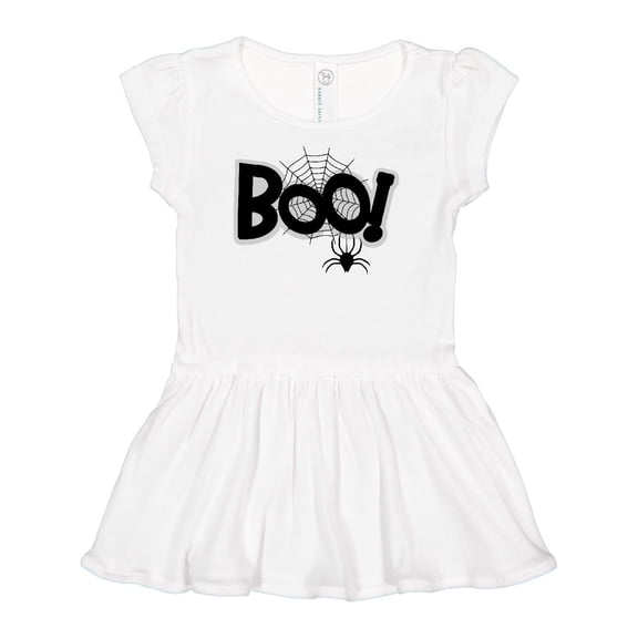 Inktastic Halloween Boo with Spider and Web in Black Girls Baby Dress