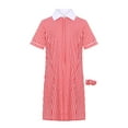 thumbnail image 3 of inhzoy Robe d'Été Décontractée à Manches Courtes à Carreaux Vichy pour Filles, Uniforme Scolaire avec Chouchous, Rouge 12, 3 of 6