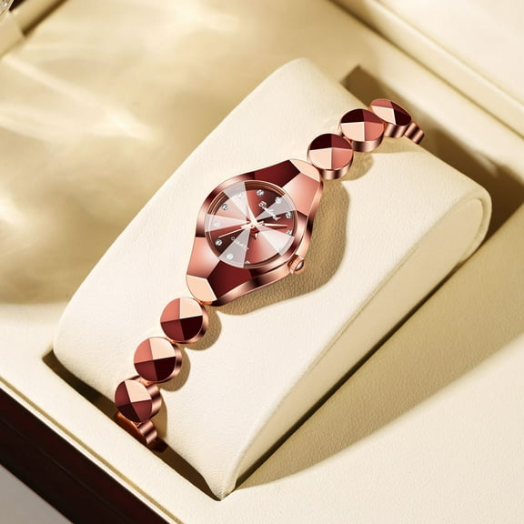 Ladies' waterproof all-match niche high-end delicate bracelet-style fashion INS-style light luxury quartz watch