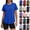 Blue, variant on UDAUDU Women Workout Tops Quick Dry UPF 50+ Yoga Shirts Short Sleeve Athletic Tops with Side Slits Running Gym Tee Top Loose Fit Tops Dark Gray M