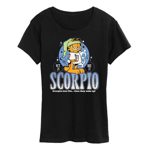 Garfield - Garfield Scorpio Astrology - Womens Short Sleeve Graphic T-Shirt