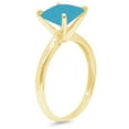 thumbnail image 2 of 2.5 ct Princess Cut Simulated Turquoise Solitaire 18K Yellow Gold Womens Engagement Ring, 2 of 3