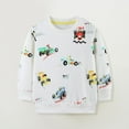 thumbnail image 5 of Byoo Basic Sweatshirt for Toddler Boy Soft Truck Print Round Neck Long Sleeve Cheerful Pullover Top Kids Active Sweatshirts, White, 5 of 9