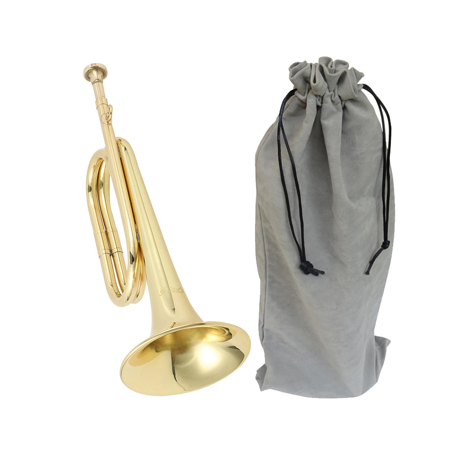 Scout Bugle Brass Bugle Music Instrument Classic Style with Mouthpiece Cavalry Trumpet Marching Bugle for Orchestra Band Adults B