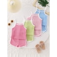 thumbnail image 3 of Jolyshlid Girls Summer Clothes 8 Piece Outfit Set for Kids, Cami Tank Tops and Shorts Matching Sets, Breathable Casual Beach Wear,Red Green Pink Blue,4-10Years, 3 of 9